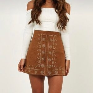 Brown Embroidered Skirt